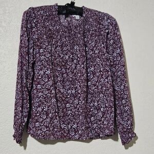 NWOT JCrew Floral Smocked Ruffle Top Medium petite